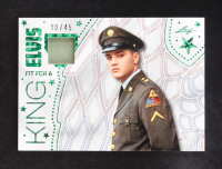 Elvis Presley 2024 Leaf Elvis Presley Icons Collection Fit for a King Memorabilia Green Holofoil #FK18 #10/45 at PristineAuction.com
