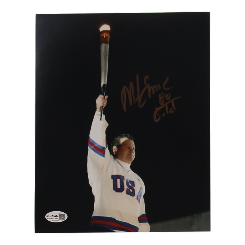 Mike Eruzione Signed Team USA 8x10 Photo Inscribed "80 Gold" (JSA) at PristineAuction.com Mike Eruzione Signed Team USA 8x10 Photo Inscribed "80 Gold" (JSA) at PristineAuction.com