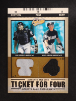 Ivan Rodriguez / Miguel Cabrera / Hee Seop Choi / Juan Pierre 2004 Fleer Ticket For Four  Game Worn-Jerseys #9 #093/100 at PristineAuction.com