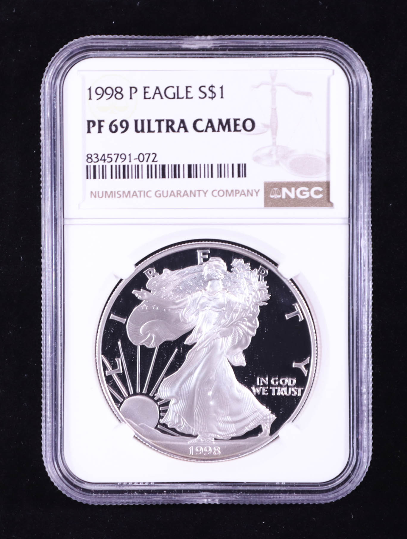 1998-P Proof American Silver Eagle (NGC PF69 Ultra Cameo) at PristineAuction.com 1998-P Proof American Silver Eagle (NGC PF69 Ultra Cameo) at PristineAuction.com