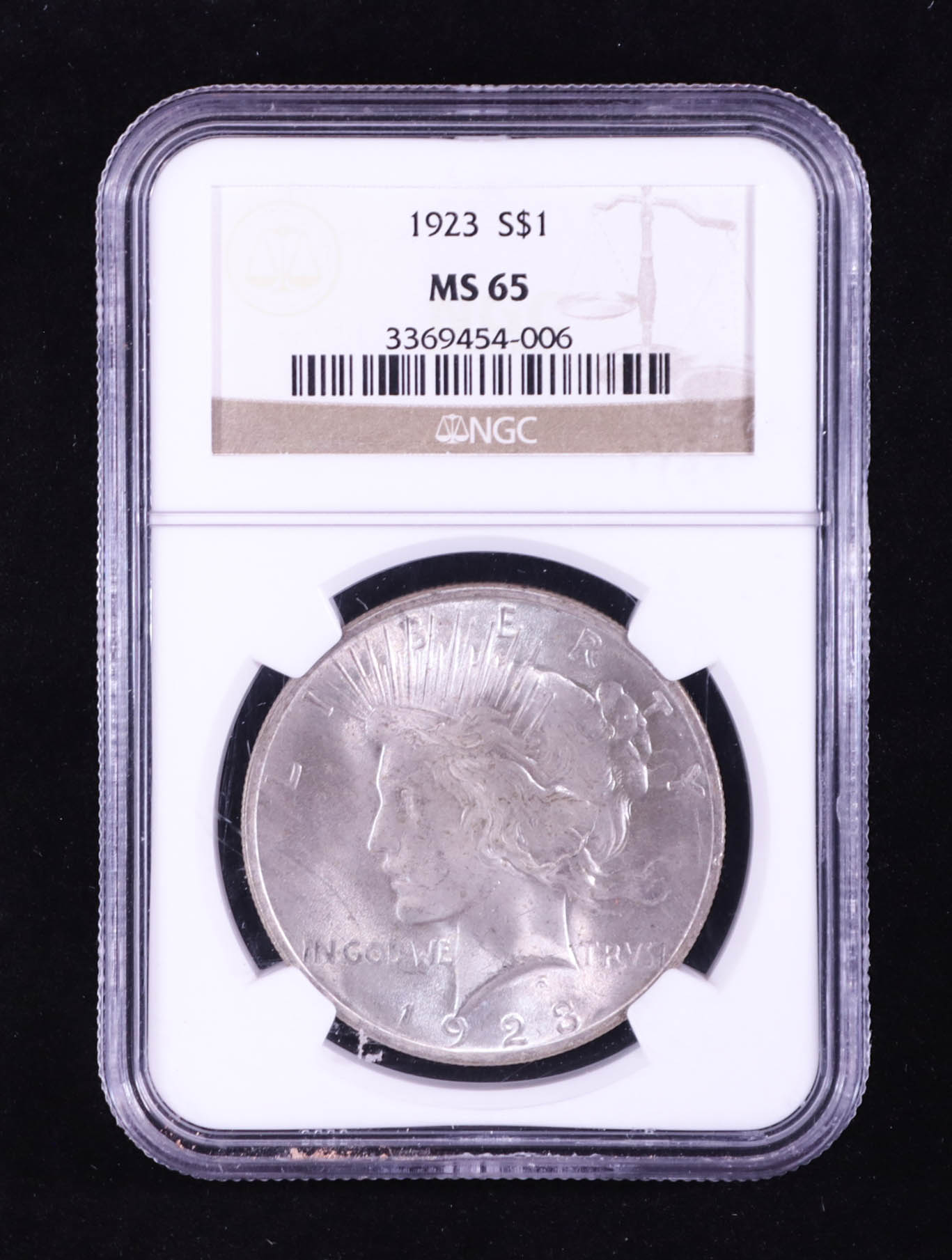 1923 Peace Silver $1 Dollar (NGC MS65) at PristineAuction.com 1923 Peace Silver $1 Dollar (NGC MS65) at PristineAuction.com