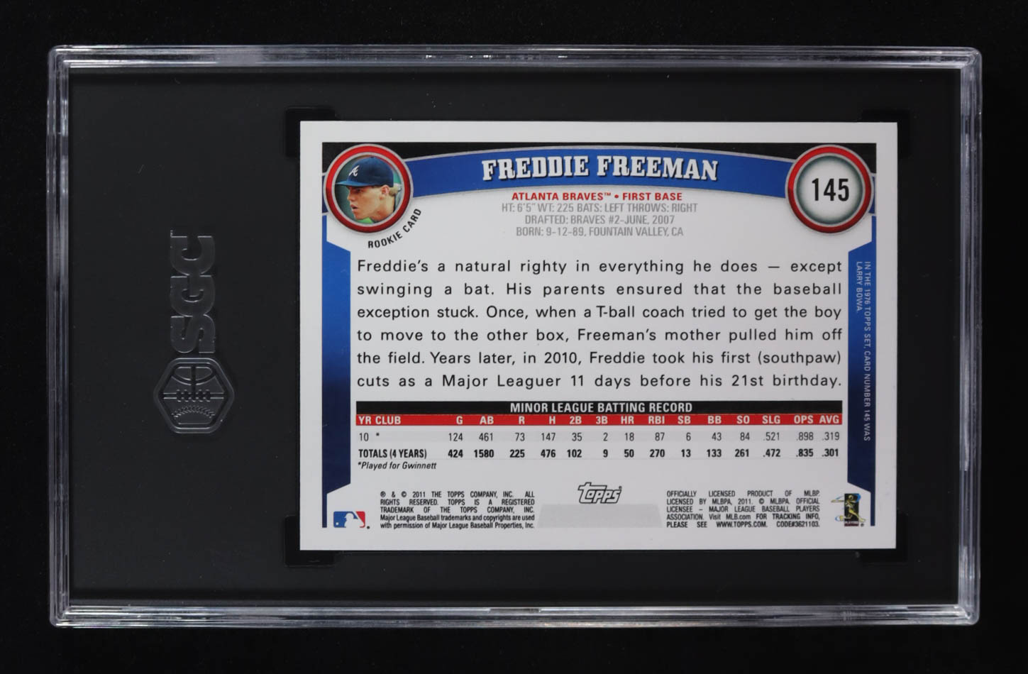 Freddie Freeman 2011 Topps #145 RC (SGC 9) at PristineAuction.com Freddie Freeman 2011 Topps #145 RC (SGC 9) at PristineAuction.com