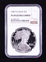 1987-S Proof American $1 Dollar Silver Eagle (NGC PF69 ULTRA CAMEO) at PristineAuction.com