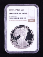 1988-S Proof American $1 Dollar Silver Eagle (NGC PF69 Ultra Cameo) at PristineAuction.com