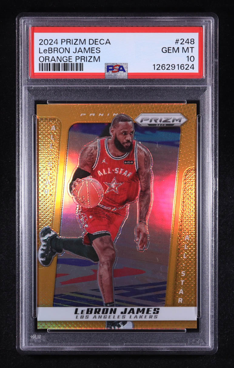 LeBron James 2024-25 Panini Deca Orange Prizm #248 #16/49 (PSA 10) at PristineAuction.com LeBron James 2024-25 Panini Deca Orange Prizm #248 #16/49 (PSA 10) at PristineAuction.com