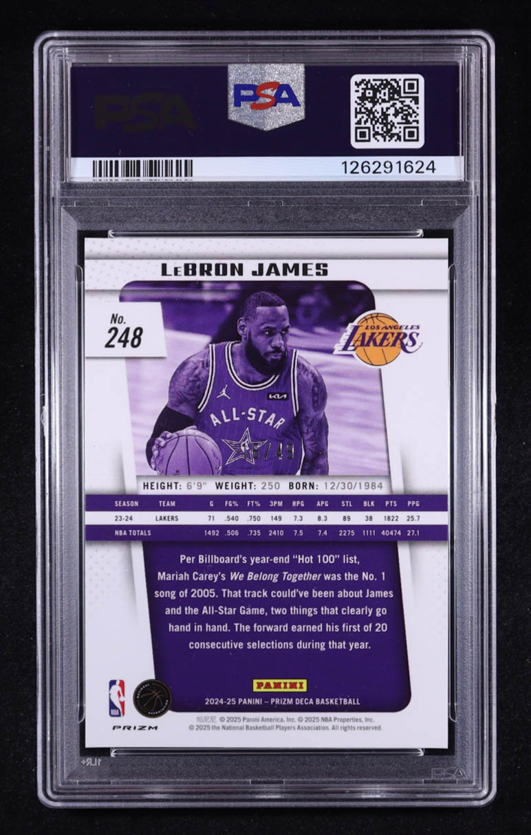 LeBron James 2024-25 Panini Deca Orange Prizm #248 #16/49 (PSA 10) at PristineAuction.com LeBron James 2024-25 Panini Deca Orange Prizm #248 #16/49 (PSA 10) at PristineAuction.com
