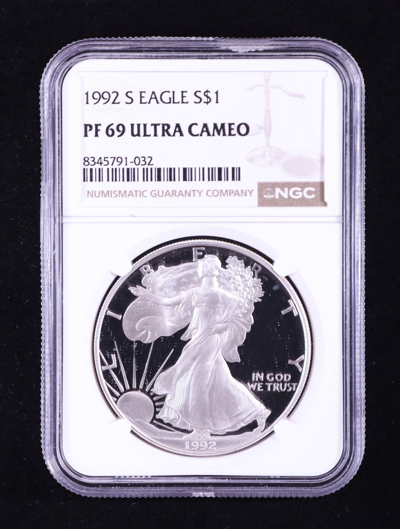 1992-S Proof American $1 Dollar Silver Eagle (NGC PF69 Ultra Cameo) at PristineAuction.com 1992-S Proof American $1 Dollar Silver Eagle (NGC PF69 Ultra Cameo) at PristineAuction.com
