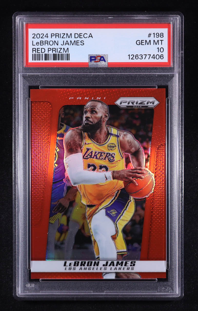 LeBron James 2024-25 Panini Prizm Deca Red #198 #132/199 (PSA 10) at PristineAuction.com LeBron James 2024-25 Panini Prizm Deca Red #198 #132/199 (PSA 10) at PristineAuction.com