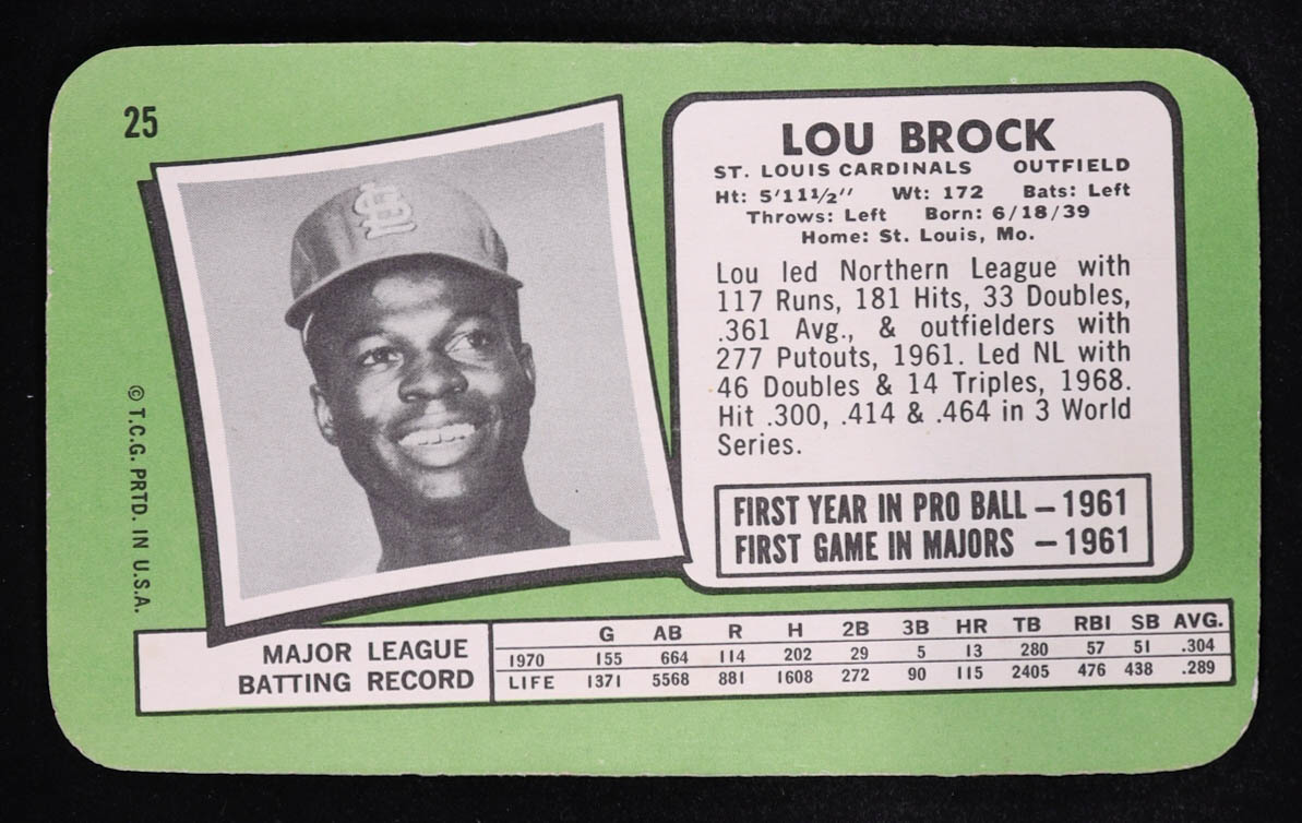 Lou Brock 1971 Topps Super #25 at PristineAuction.com Lou Brock 1971 Topps Super #25 at PristineAuction.com