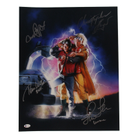 "Back to the Future" 16x20 Photo Signed by (4) with Michael J. Fox, Christopher Lloyd, Lea Thompson, Tom Wilson With Character Inscriptions (Beckett) at PristineAuction.com