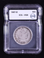 1907-D Barber Silver 50 Cent Half Dollar (ICG VG8) at PristineAuction.com