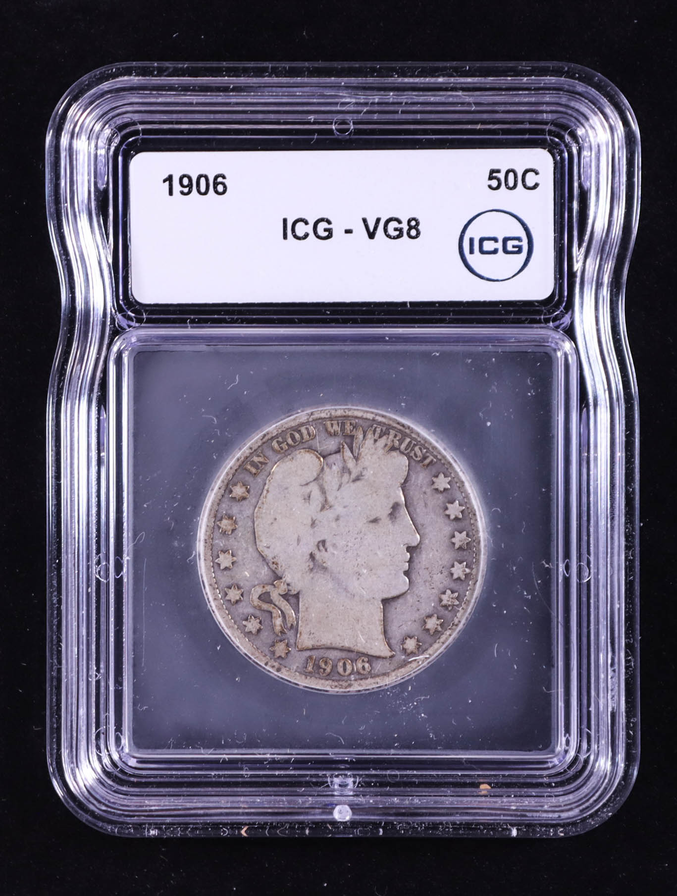 1906 Barber Silver 50 Cent Half Dollar (ICG VG8) at PristineAuction.com 1906 Barber Silver 50 Cent Half Dollar (ICG VG8) at PristineAuction.com