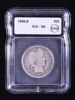 1908-D Barber Silver 50 Cent Half Dollar (ICG VG6) at PristineAuction.com