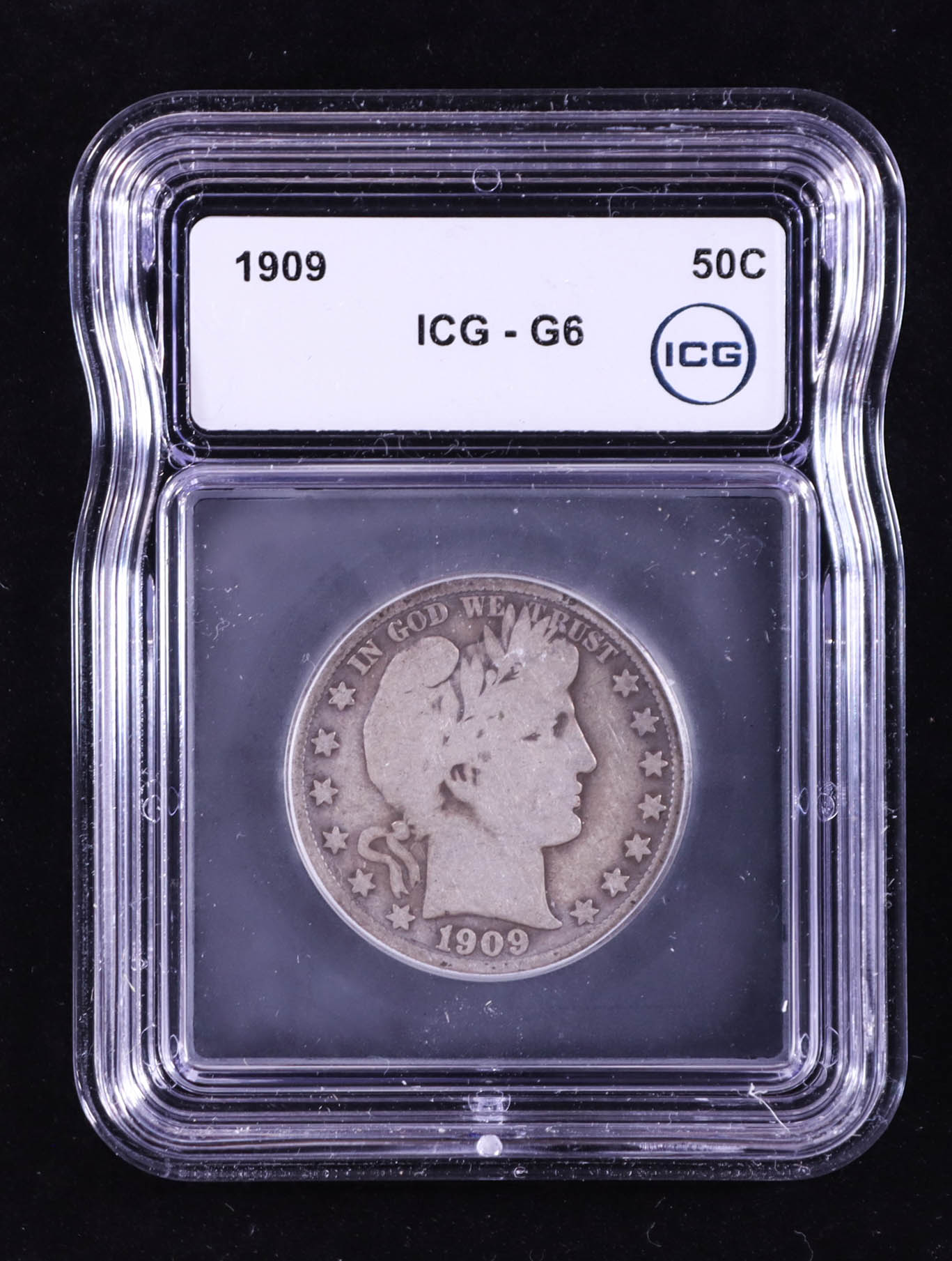 1909 Barber Silver 50 Cent Half Dollar (ICG VG6) at PristineAuction.com 1909 Barber Silver 50 Cent Half Dollar (ICG VG6) at PristineAuction.com