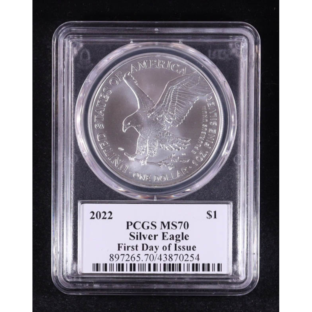2022 American $1 Dollar Silver Eagle, First Day of Issue - John Dannreuther Signature Label (PCGS MS70) at PristineAuction.com