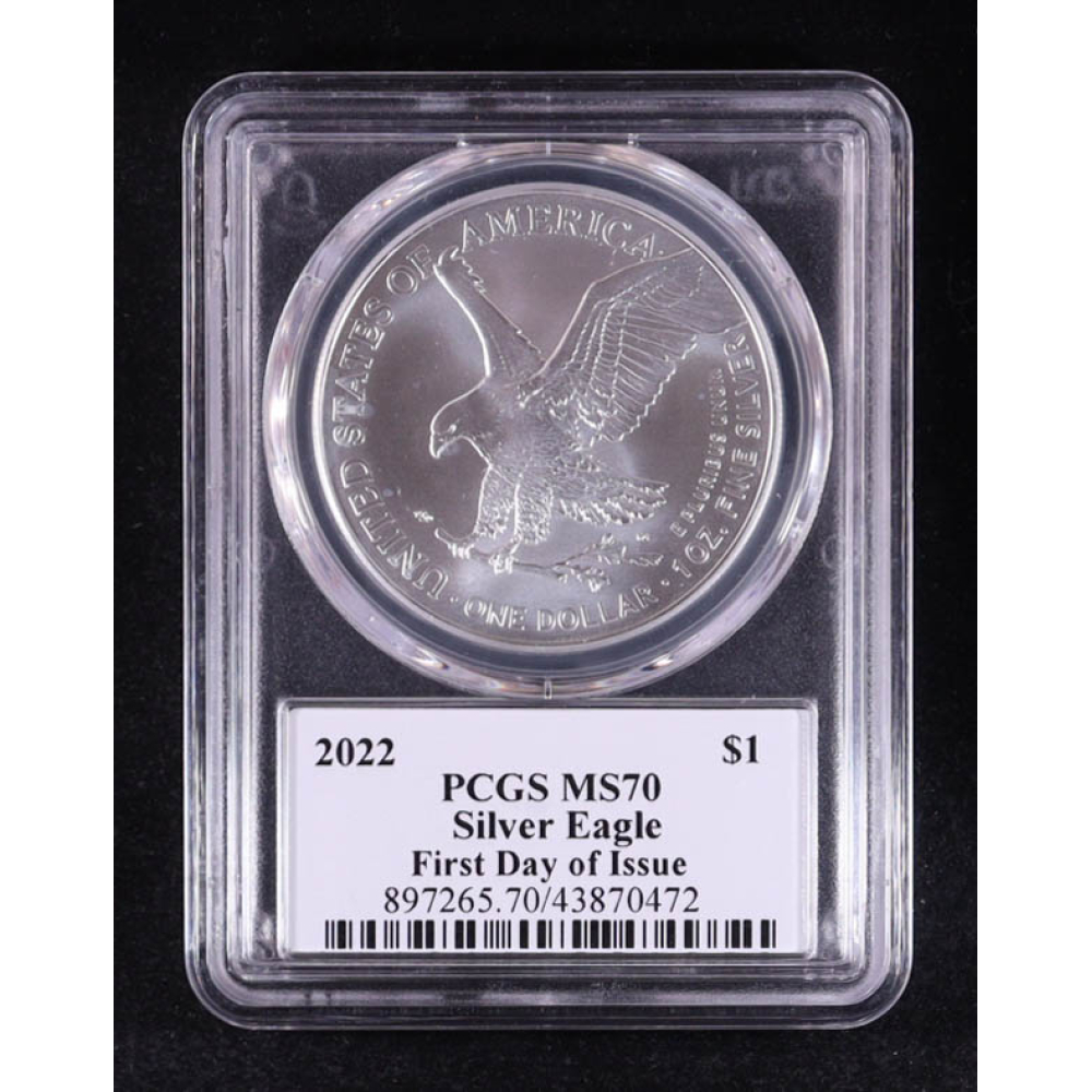 2022 American $1 Dollar Silver Eagle, First Day of Issue - John Dannreuther Signature Label (PCGS MS70) at PristineAuction.com