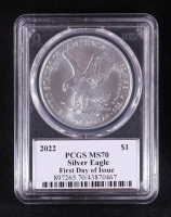 2022 American $1 Dollar Silver Eagle, First Day of Issue - John Dannreuther Signature Label (PCGS MS70) at PristineAuction.com
