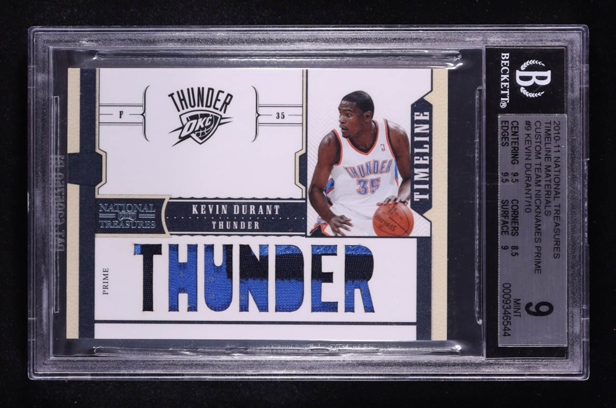 Kevin Durant 2010-11 Playoff National Treasures Timeline Materials Custom Team Nicknames Prime #9 #05/10 (BGS 9) at PristineAuction.com Kevin Durant 2010-11 Playoff National Treasures Timeline Materials Custom Team Nicknames Prime #9 #05/10 (BGS 9) at PristineAuction.com