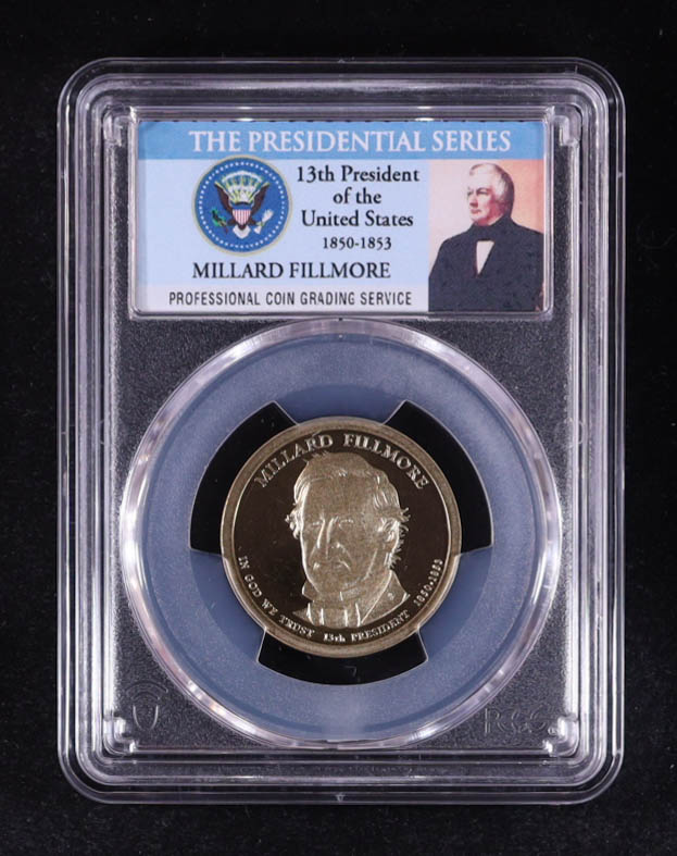 2010-S U.S. Presidential Proof $1 Dollar Coin - Millard Fillmore 13th President (PCGS PR69DCAM) at PristineAuction.com 2010-S U.S. Presidential Proof $1 Dollar Coin - Millard Fillmore 13th President (PCGS PR69DCAM) at PristineAuction.com