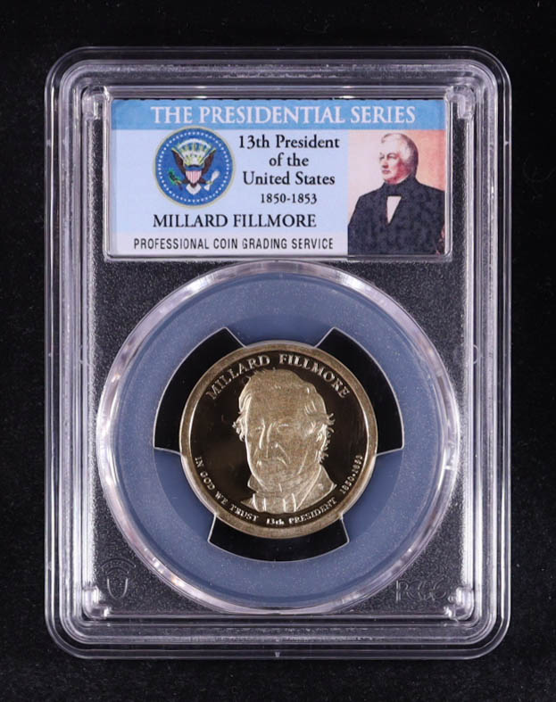 2010-S U.S. Presidential Proof $1 Dollar Coin - Millard Fillmore 13th President (PCGS PR69DCAM) at PristineAuction.com 2010-S U.S. Presidential Proof $1 Dollar Coin - Millard Fillmore 13th President (PCGS PR69DCAM) at PristineAuction.com