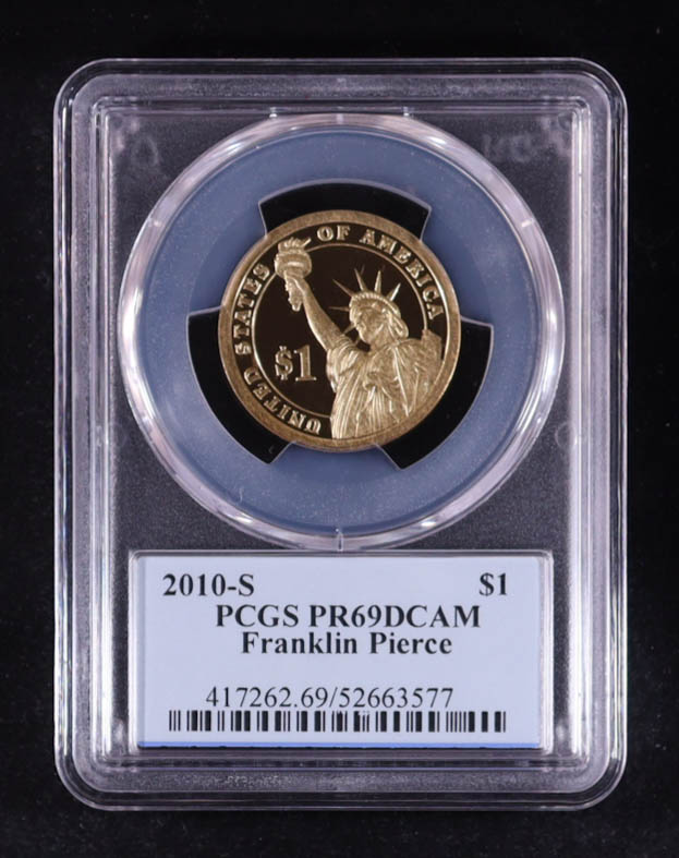 2010-S U.S. Presidential Proof $1 Dollar Coin - Millard Fillmore 13th President (PCGS PR69DCAM) at PristineAuction.com 2010-S U.S. Presidential Proof $1 Dollar Coin - Millard Fillmore 13th President (PCGS PR69DCAM) at PristineAuction.com