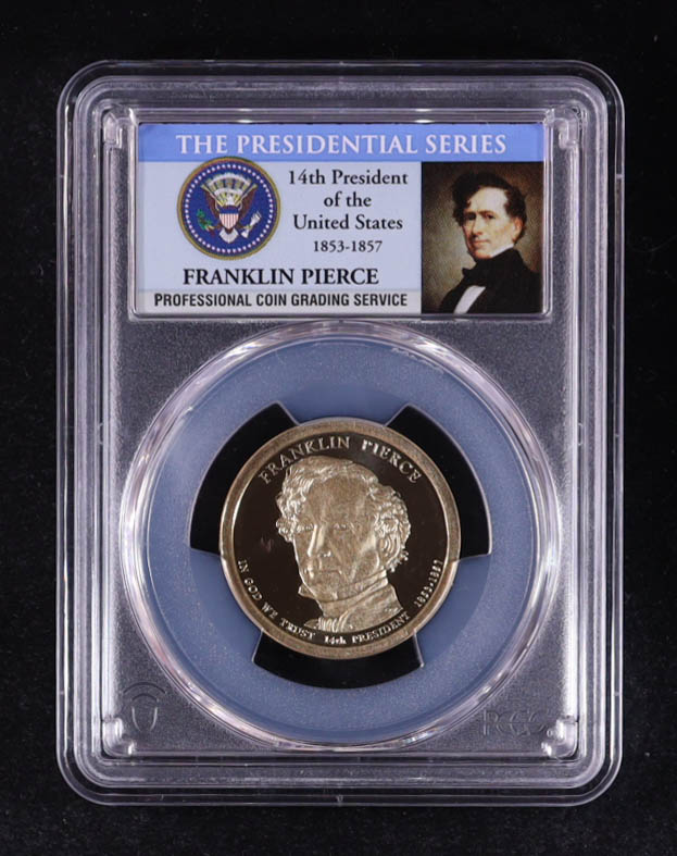 2010-S U.S. Presidential Proof $1 Dollar Coin - Franklin Pierce 14th President (PCGS PR69DCAM) at PristineAuction.com 2010-S U.S. Presidential Proof $1 Dollar Coin - Franklin Pierce 14th President (PCGS PR69DCAM) at PristineAuction.com