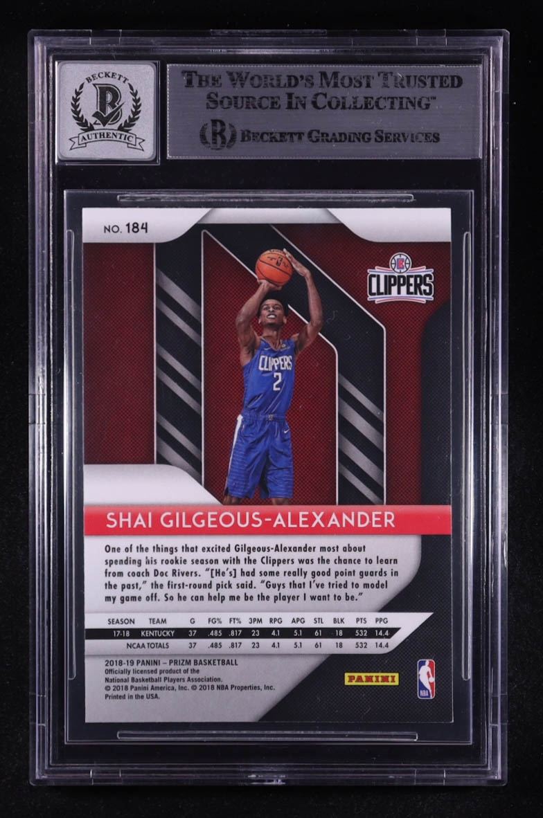 Shai Gilgeous-Alexander Signed 2018-19 Panini Prizm #184 RC (BGS | Autograph Graded BGS 10) at PristineAuction.com Shai Gilgeous-Alexander Signed 2018-19 Panini Prizm #184 RC (BGS | Autograph Graded BGS 10) at PristineAuction.com