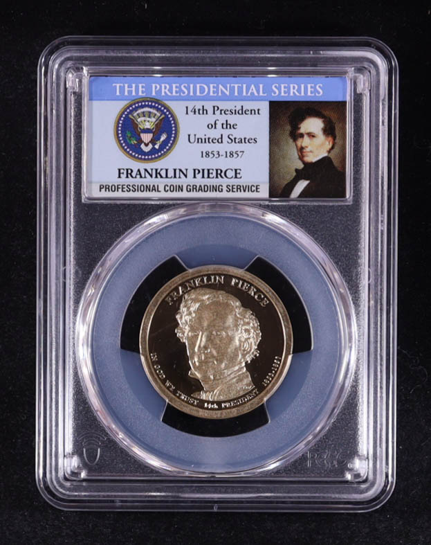 2010-S U.S. Presidential Proof $1 Dollar Coin - Franklin Pierce 14th President (PCGS PR69DCAM) at PristineAuction.com 2010-S U.S. Presidential Proof $1 Dollar Coin - Franklin Pierce 14th President (PCGS PR69DCAM) at PristineAuction.com