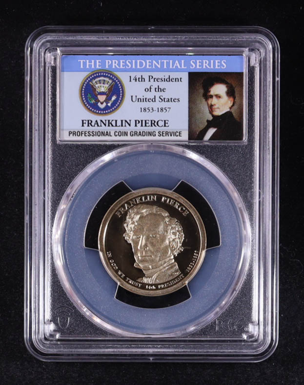 2010-S U.S. Presidential Proof $1 Dollar Coin - Franklin Pierce 14th President (PCGS PR69DCAM) at PristineAuction.com 2010-S U.S. Presidential Proof $1 Dollar Coin - Franklin Pierce 14th President (PCGS PR69DCAM) at PristineAuction.com