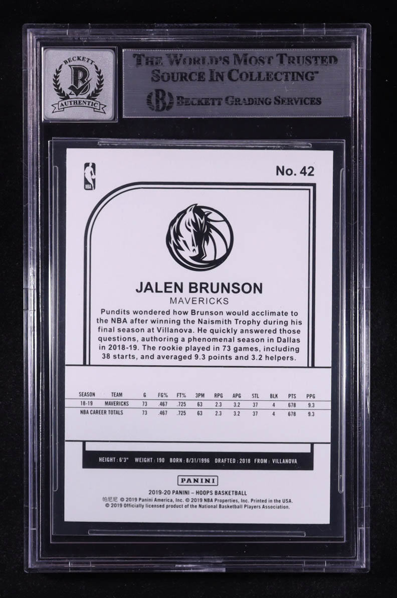 Jalen Brunson Signed 2019-20 Panini NBA Hoops #42 (BGS | Autograph Graded BGS 10) at PristineAuction.com Jalen Brunson Signed 2019-20 Panini NBA Hoops #42 (BGS | Autograph Graded BGS 10) at PristineAuction.com