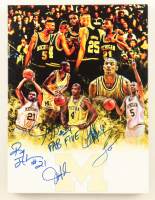 Michigan Wolverines 'Fab Five' 8x12 Canvas Signed by (5) with Juwan Howard, Jalen Rose, Chris Webber, Jimmy King (Beckett) at PristineAuction.com