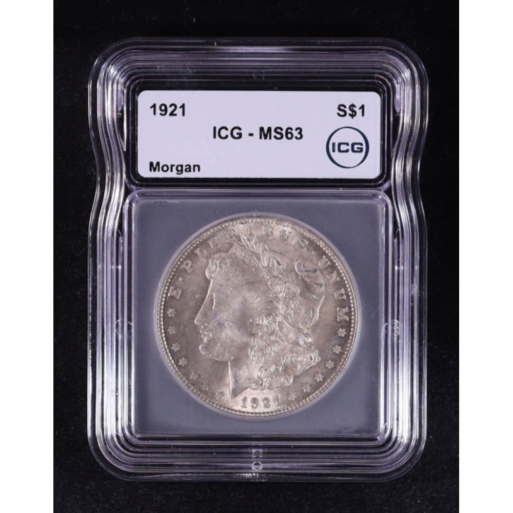 1921 Morgan Silver $1 Dollar (ICG MS63) at PristineAuction.com