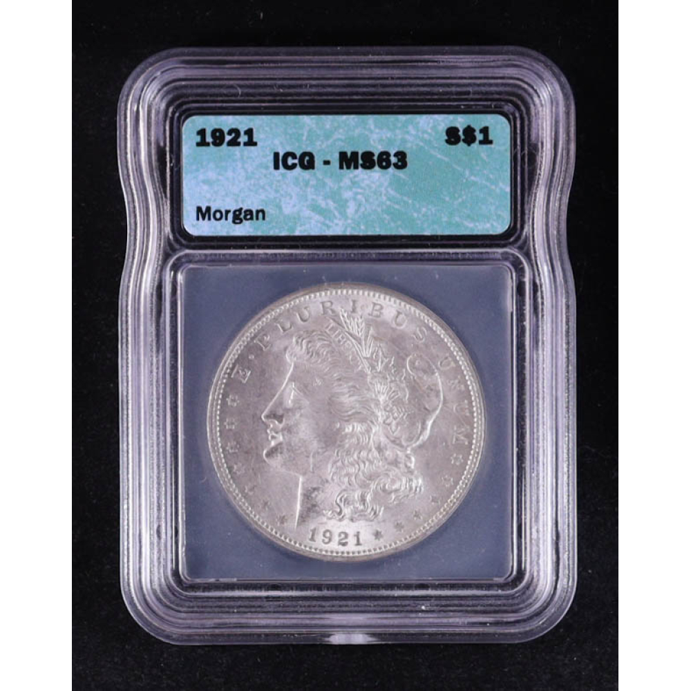 1921 Morgan Silver $1 Dollar (ICG MS63) at PristineAuction.com