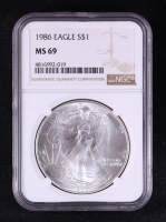 1986 American Silver $1 Dollar Eagle - First Year of Issue (NGC MS69) at PristineAuction.com