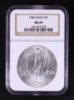 1986 American Silver $1 Dollar Eagle - First Year of Issue (NGC MS69) at PristineAuction.com