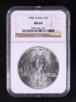 1986 American Silver $1 Dollar Eagle - First Year of Issue (NGC MS69) at PristineAuction.com