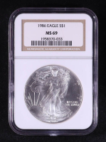 1986 American Silver $1 Dollar Eagle - First Year of Issue (NGC MS69) at PristineAuction.com
