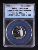 2008-S U.S. State Quarter, Hawaii - 14-Coin 90% Silver First Day of Issue Proof Set - Certified #59/242 (ANACS PR70 DCAM) at PristineAuction.com