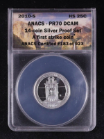 2010-S America the Beautiful Quarter, Hot Springs - 14-Coin 90% Silver Proof Set - First Strike Certified #183/923 (ANACS PR70 DCAM) at PristineAuction.com