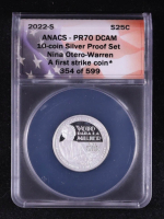 2022-S American Women Quarter Series, Nina Otero-Warren - 10-Coin 90% Silver Proof Set - First Strike Certified #354/599 (ANACS PR70 DCAM) at PristineAuction.com