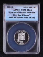 2008-S U.S. State Quarter, New Mexico - 14-Coin 90% Silver First Day of Issue Proof Set - Certified #59/242 (ANACS PR70 DCAM) at PristineAuction.com