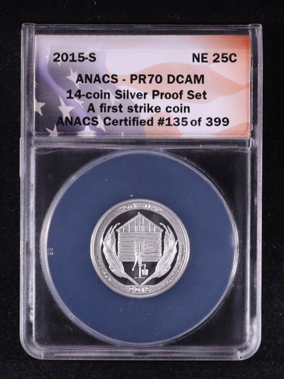 2015-S America the Beautiful Quarter, Homestead - 14-Coin 90% Silver Proof Set - First Strike Certified #135/399 (ANACS PR70 DCAM) at PristineAuction.com 2015-S America the Beautiful Quarter, Homestead - 14-Coin 90% Silver Proof Set - First Strike Certified #135/399 (ANACS PR70 DCAM) at PristineAuction.com