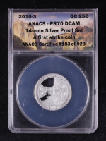 2010-S America the Beautiful Quarter, Grand Canyon - 14-Coin 90% Silver Proof Set - First Strike Certified #183/923 (ANACS PR70 DCAM) at PristineAuction.com
