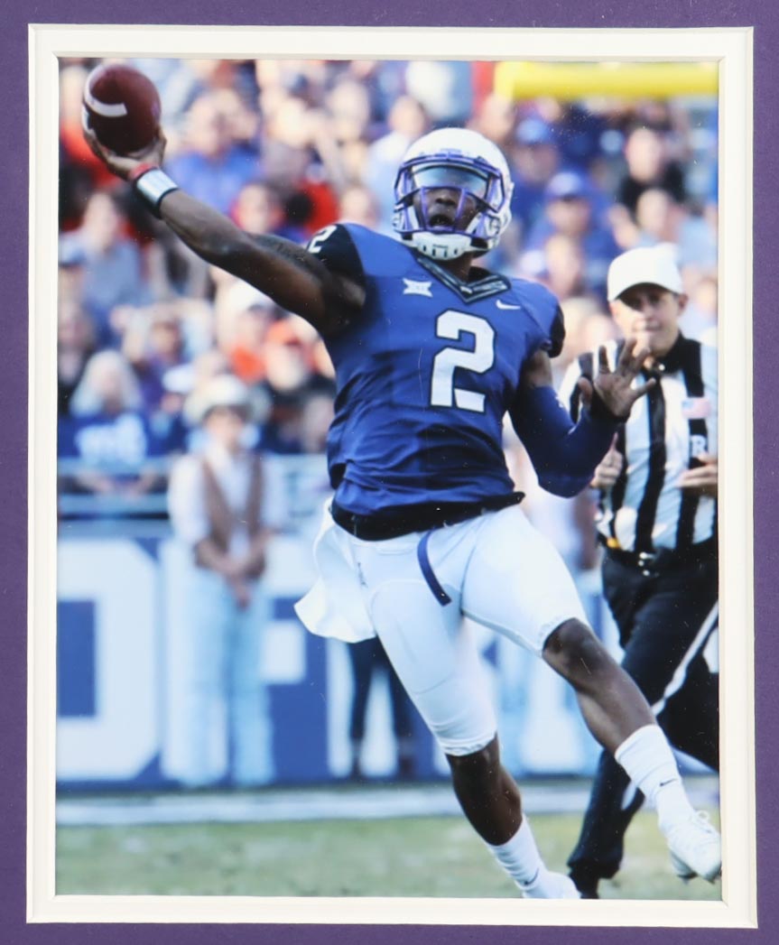 Trevone Boykin Signed Custom Framed Jersey Display Inscribed "Go Frogs" (SC) at PristineAuction.com Trevone Boykin Signed Custom Framed Jersey Display Inscribed "Go Frogs" (SC) at PristineAuction.com