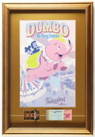 Walt Disney "Dumbo: The Flying Elephant" Custom Framed Photo Display with (2) Dumbo Figurines and Vintage Dumbo Ticket Book at PristineAuction.com