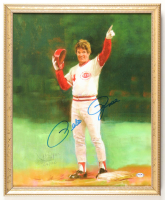 Pete Rose Signed Reds Custom Framed Serigraph on Canvas Display (PSA) at PristineAuction.com