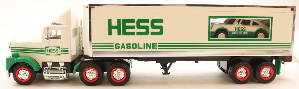 Vintage 1992 Hess Gasoline 18-Wheeler and Racer Truck With Original Packaging at PristineAuction.com Vintage 1992 Hess Gasoline 18-Wheeler and Racer Truck With Original Packaging at PristineAuction.com