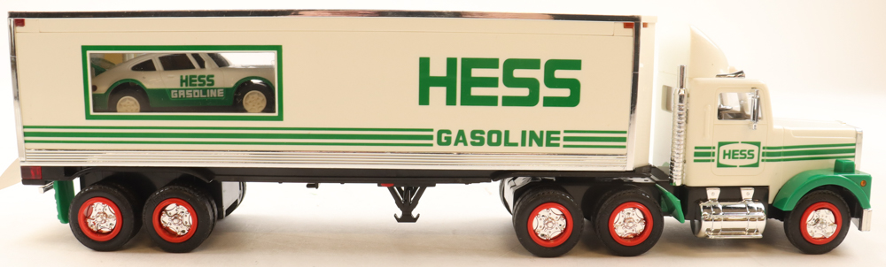 Vintage 1992 Hess Gasoline 18-Wheeler and Racer Truck With Original Packaging at PristineAuction.com Vintage 1992 Hess Gasoline 18-Wheeler and Racer Truck With Original Packaging at PristineAuction.com