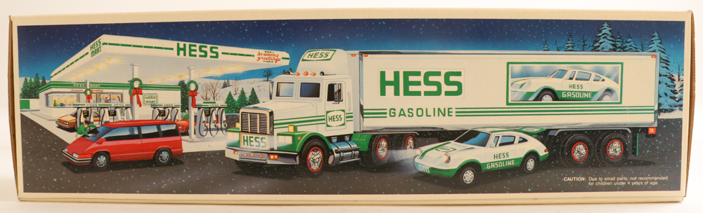 Vintage 1992 Hess Gasoline 18-Wheeler and Racer Truck With Original Packaging at PristineAuction.com Vintage 1992 Hess Gasoline 18-Wheeler and Racer Truck With Original Packaging at PristineAuction.com