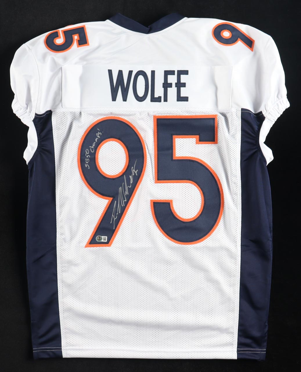 Derek Wolfe Signed Jersey Inscribed "SB 50 Champs!" (Beckett) at PristineAuction.com Derek Wolfe Signed Jersey Inscribed "SB 50 Champs!" (Beckett) at PristineAuction.com
